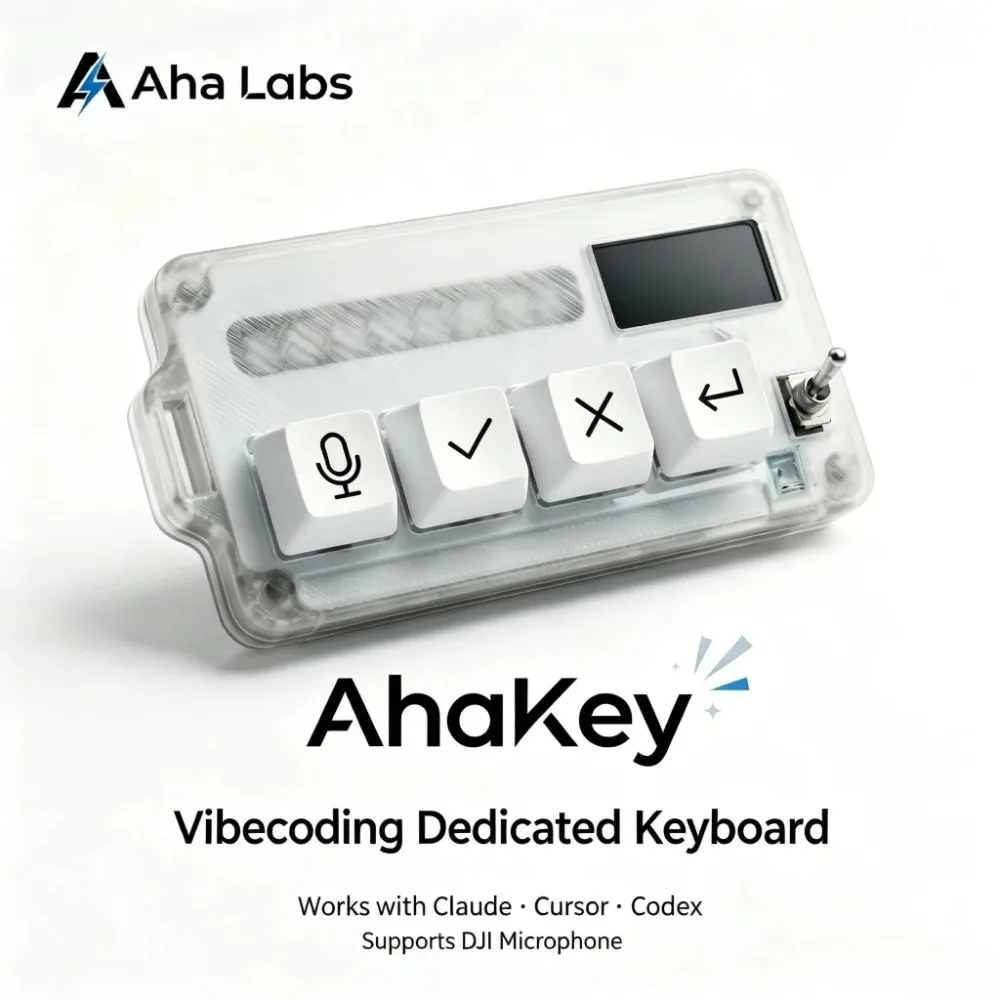 AhaKey-X1 Vibe Coding Keyboard Built-in LCD Screen Voice Recognition AI Agent Keyboard External Connectivity RGB Toggle Switch