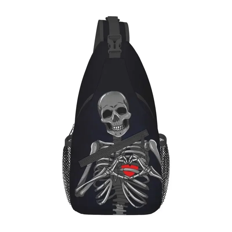 Customized Gothic Skeleton Death Skull Sling Bags for Men Fashion Shoulder Chest Crossbody Backpack Travel Hiking Daypack