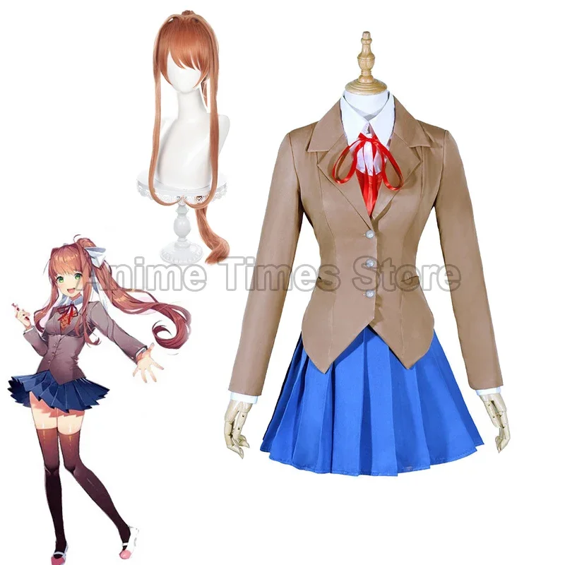 Game Doki Doki Literature Club Monika Cosplay Sayori Yuri Natsuki Cosplay Costume School Uniform Girl Women Costumes Wig