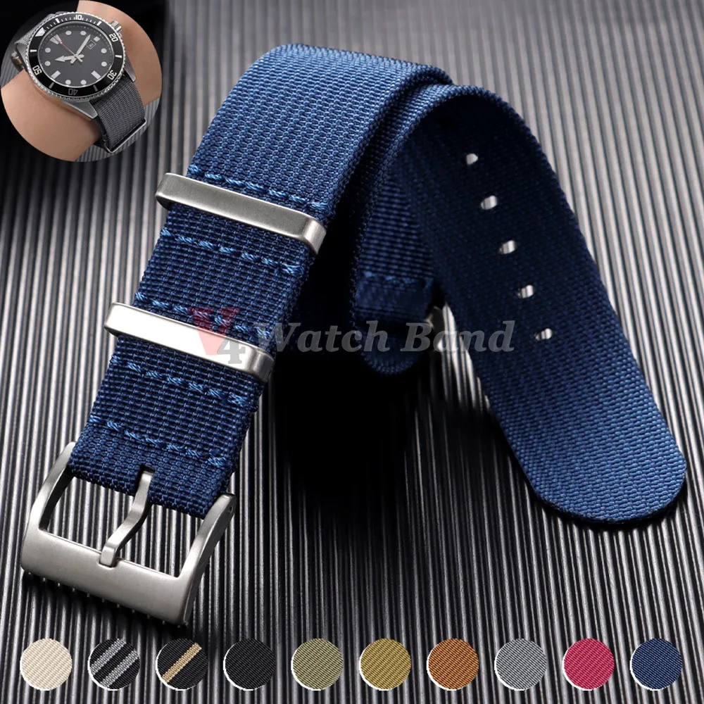 High Quality Fabric Watchband 18mm 20mm 22mm Sport Watch Straps Woven Nylon Strap One Piece Weave Watch Band for Omega for Seiko