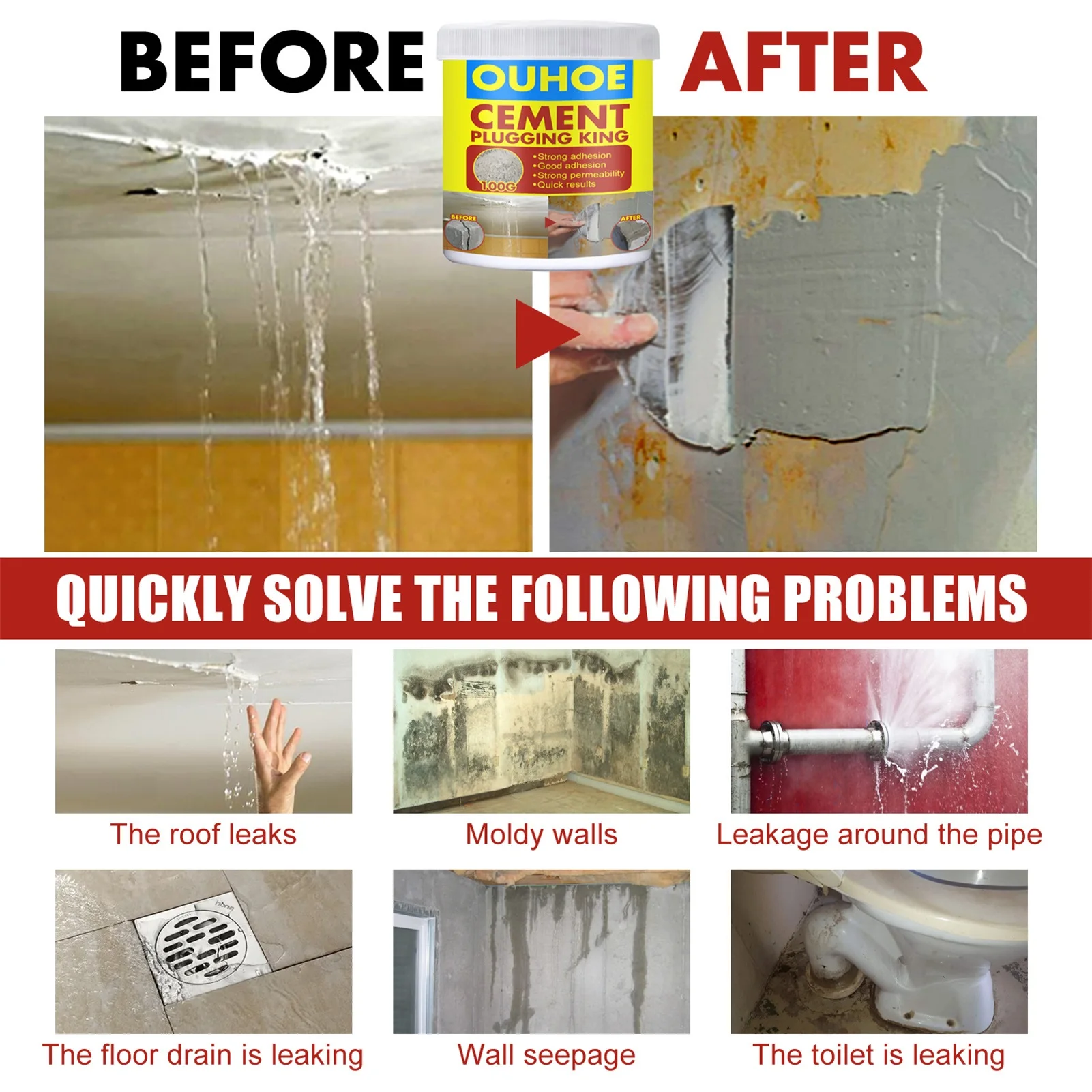 Agente impermeável leve do reparo da parede do agente do reparo da parede do creme 100g do reparo da parede do spackle rapidamente encher furos e rachadura da parede