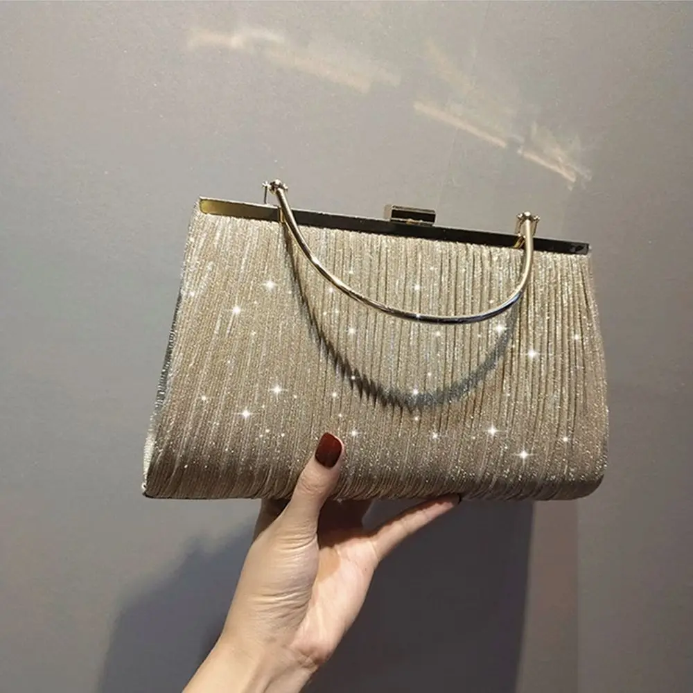 Hot Sale Luxury Moon Handbag Apricot Evening Clutch Bag Party Chain Shoulder Bag Female Sequin Wedding Purse Handbag for Women