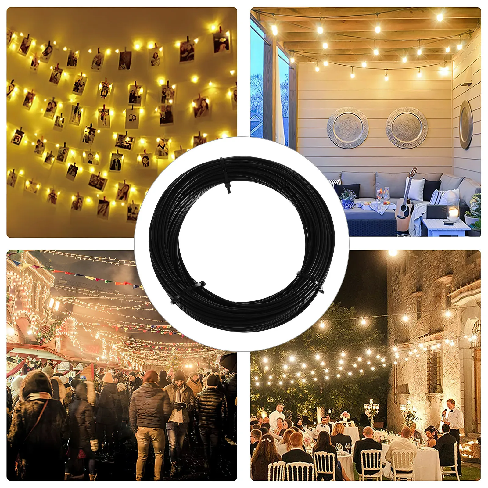 25미터 스테인레스 스틸 와이어 로프 코팅 케이블 정원 커튼 빨랫줄 울타리 여행용 내구성 있는 PVC 커버 유연한