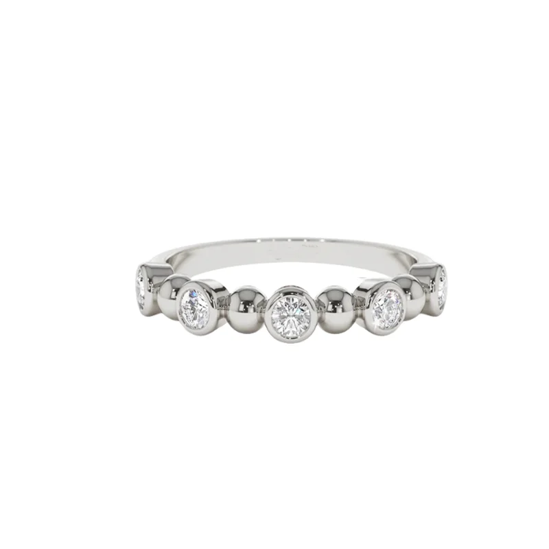 Ehhai Round Bead Moissanite Interval Design Rings for Women Real S925 Sterling Silver Wedding Engagement Ring Fine Jewelry Gifts