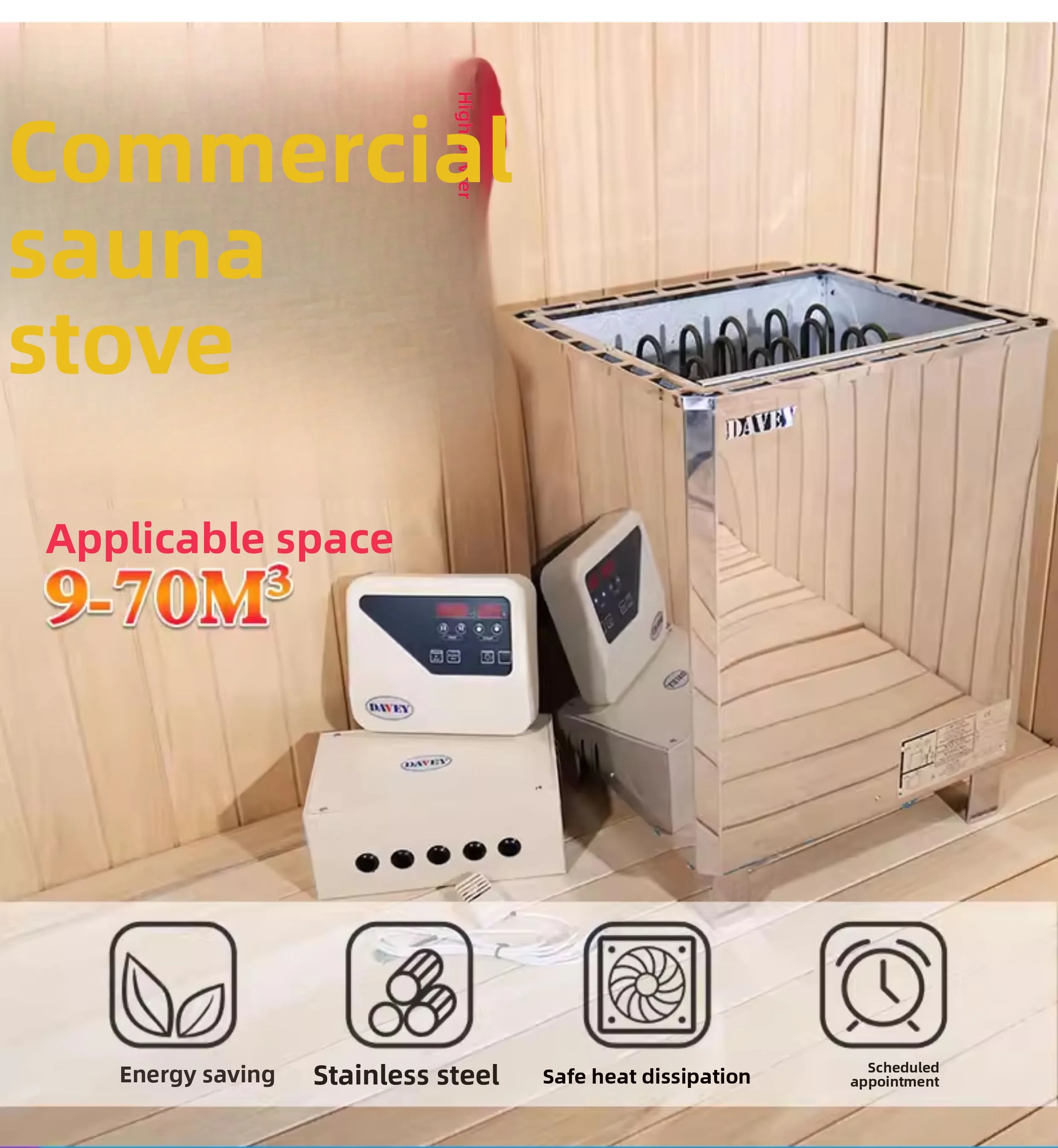 YJQ  Sauna Stove Dry Steaming Stove Digital Display External Control Stainless Steel Heating Steamer Household Heating Equipment