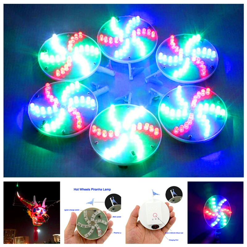 free shipping Piranha led Lamp with switch led kite line flying dragon vlieger toys for children flux battery fishing kite fun