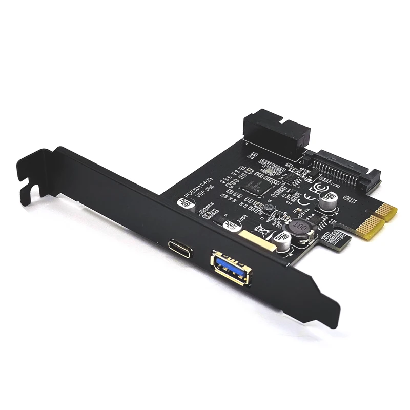 USB 3.1 PCI Express بطاقة محول USB3.1 نوع C 19pin 19 دبوس الجبهة USB 3.0 PCI-E تحكم USB3 PCIE X1 محول بطاقة التوسع