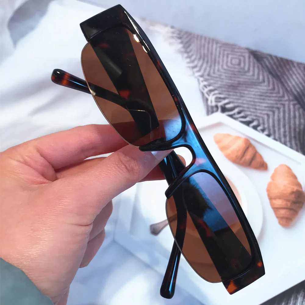 Neue Modische Kleine Quadratische Leoparden-Schwarze Brillenfassung für Damen Vintage Halbrahmen-Sonnenbrille Damen Outdoor-Brillen UV400 – Detail 6