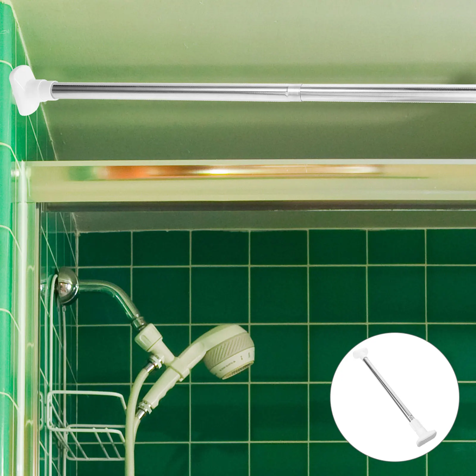 

Shower Curtain Rod Stainless Steel ABS Elastic No Punch Adjustable Telescopic Home Door Bath Room Waterproof Practical