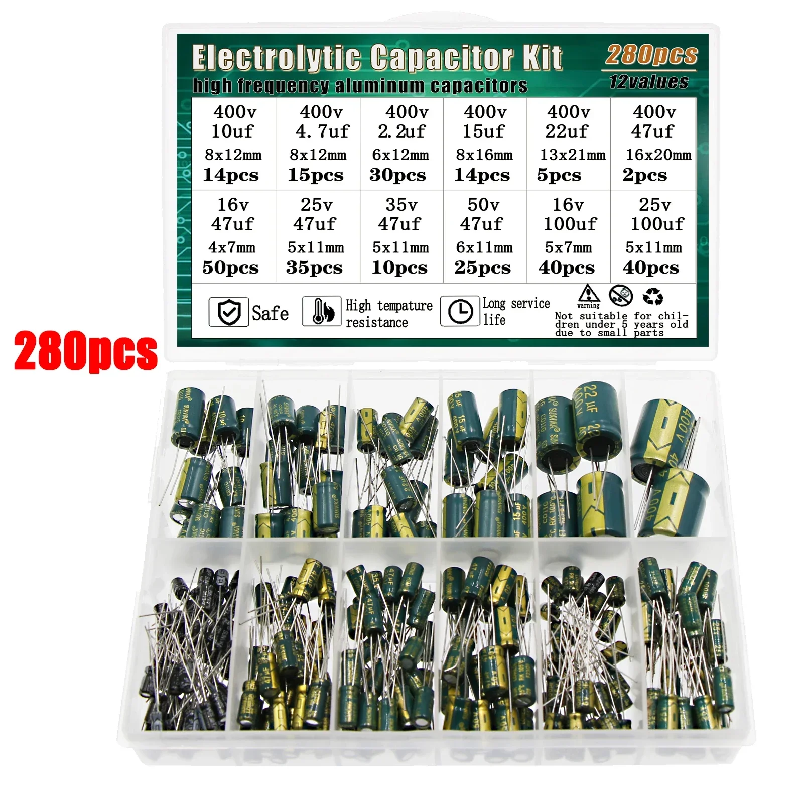 Electrolytic Capacitor Kit High Frequency Assortment 10v 16v 25v 35v 50v 400v 10uf 100uf 470uf 1000uf