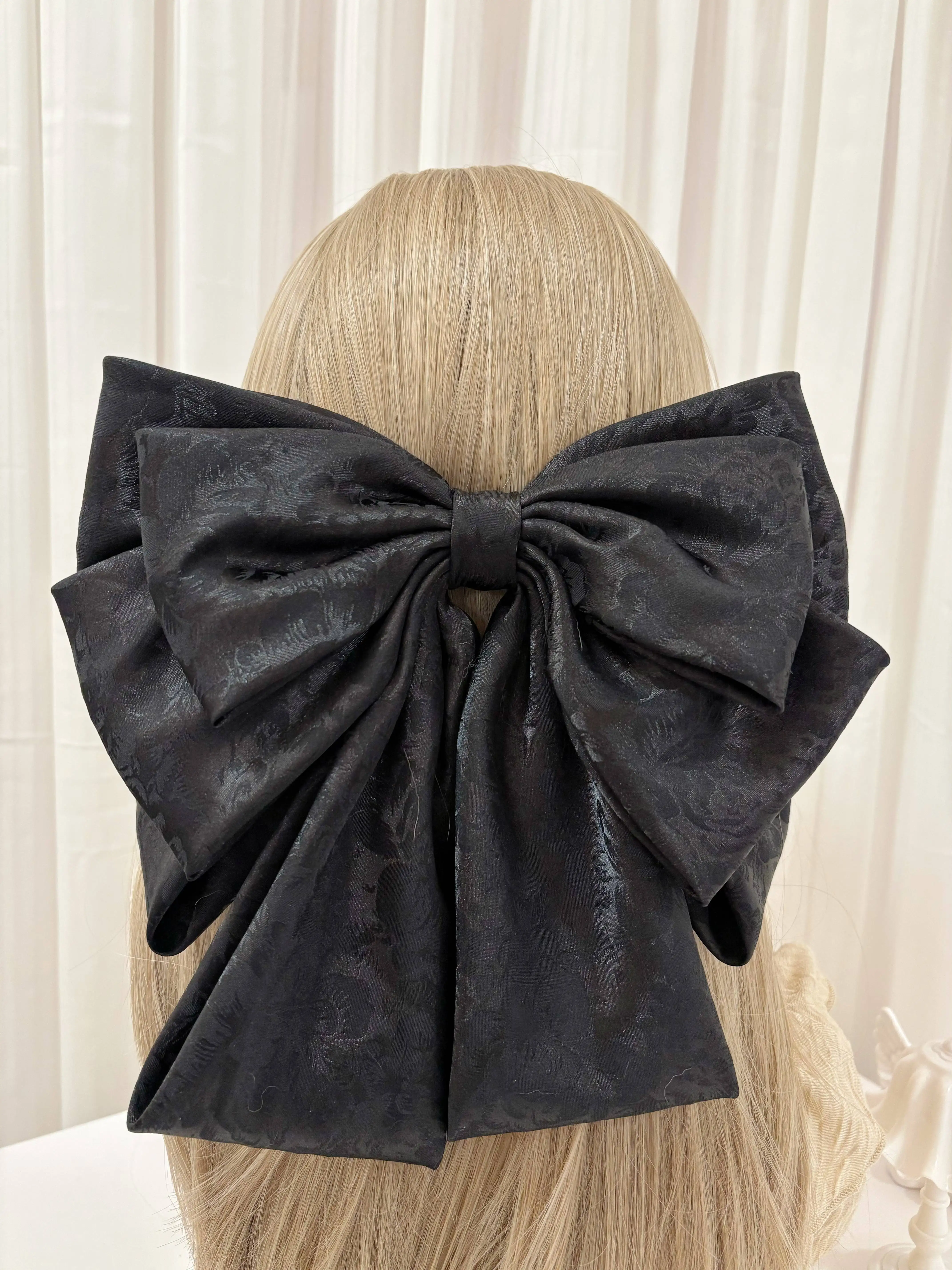 مشبك شعر على شكل فيونكة ستيريو بلون سادة عصري للفتيات الإناث طباعة وردية بخمس طبقات كبيرة الحجم على شكل فيونكة إكسسوارات للشعر #3