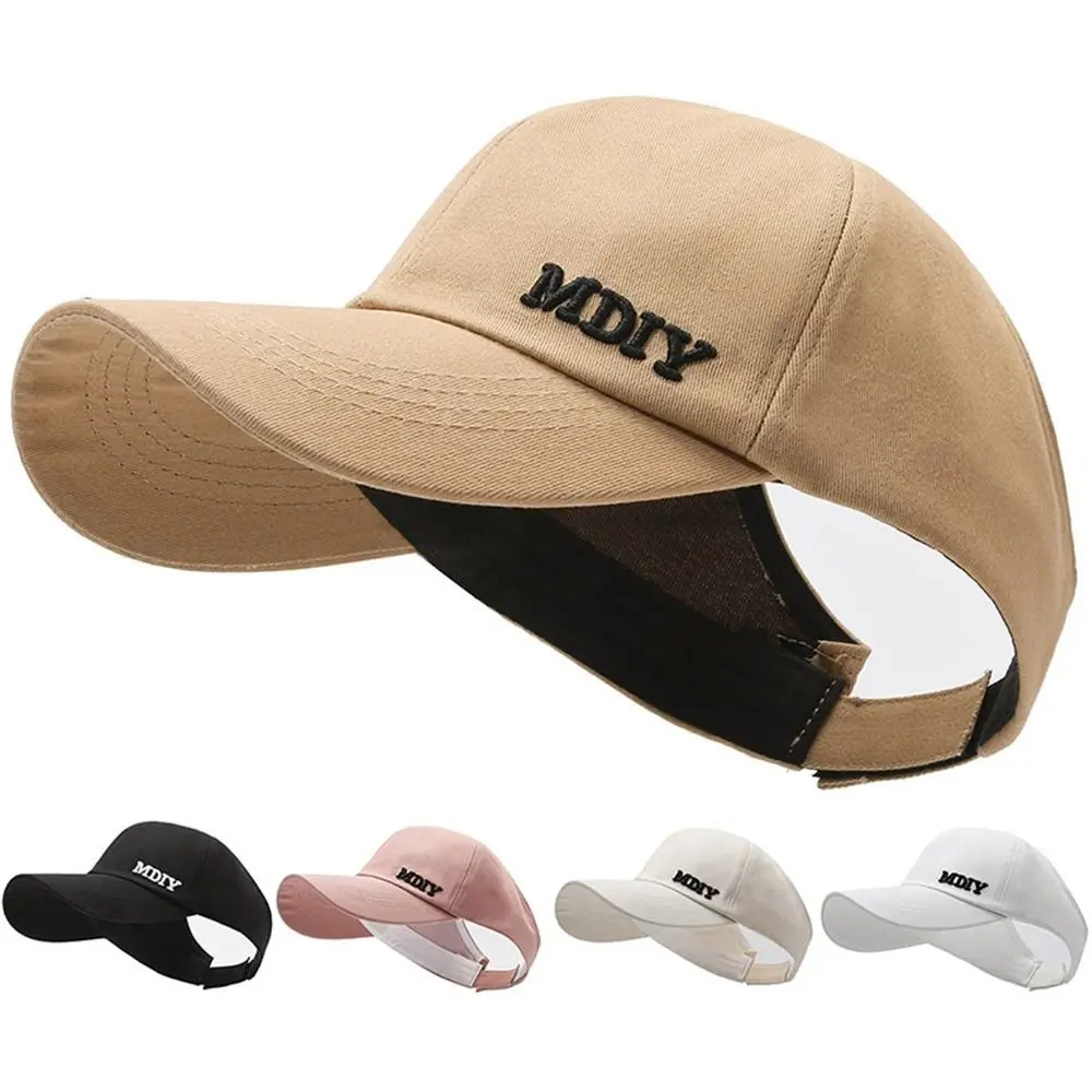 Nuevo Sombrero de cola de caballo de Color sólido para mujer, gorra ajustable de secado rápido con visera, sombrero para el sol medio hueco, verano