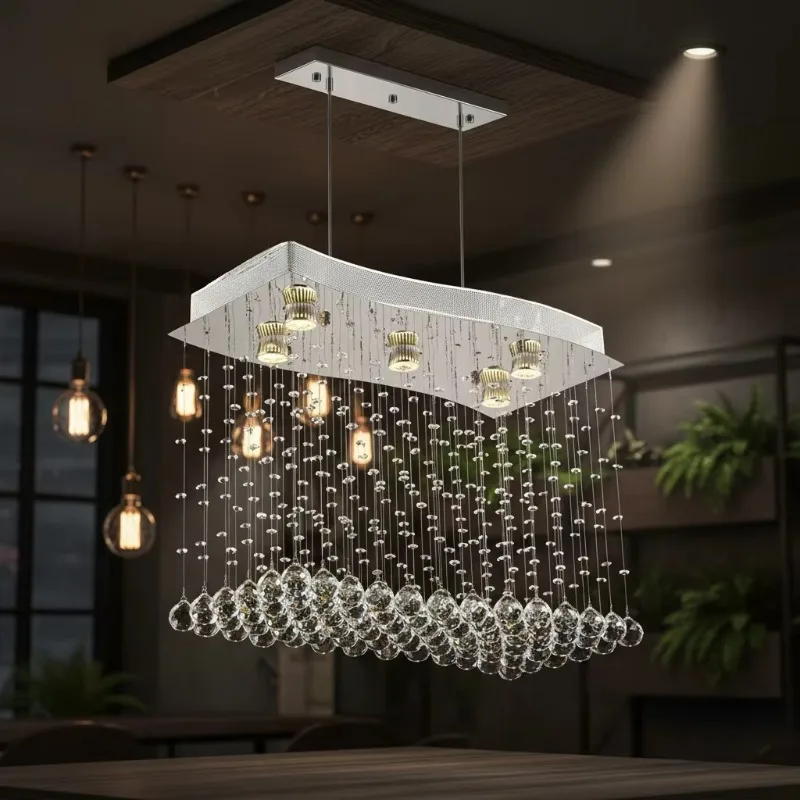 Decorative Hanging Crystal Beads Crystal Ball LED Downlight Recessed Ceiling Lighting Fixtures for home office Stainless Steel