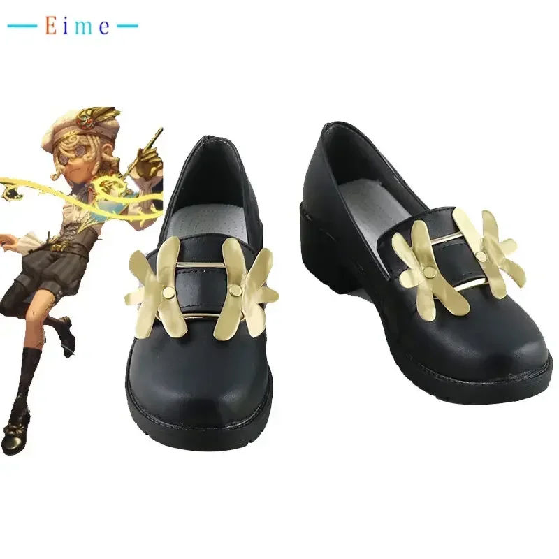 Painter Edgar Valden Cosplay Shoes Game Identity V Alchemist PU Leather Shoes Halloween Black Boots Cosplay Prop Custom Made
