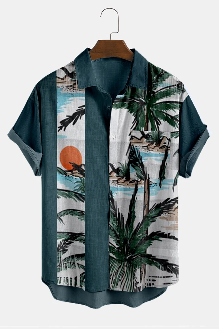 New For Men Hawaiian Shirts Short Sleeve Tops Coconut Treeo Graphic 3d Shirt Fashion Streetwear 5XL Summer Clothing Men\'s Blouse