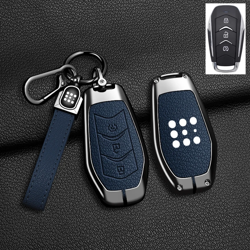 Car Accessories For Dongfeng fengguang Seres Evolute i-Space i-Pro Landian E5 Zinc Alloy Leather Key Case Cover Holder Chain