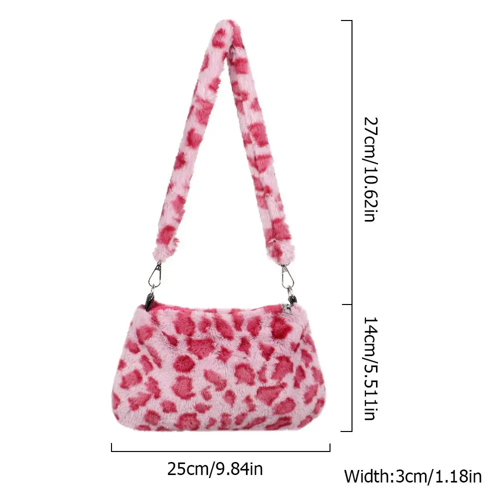 Casual Women\'s Shoulder Bag Animal Print Leopard Plush Lady Shoulder Underarm Bag Female Messenger Bag Crossbody Bags