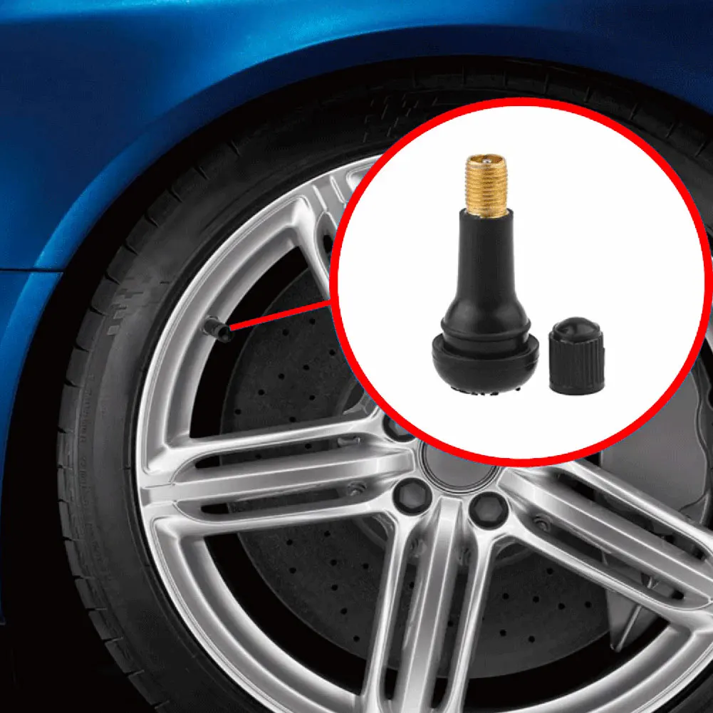 10-100Pcs TR413 Tubeless Car Wheel Tire Valve Stems with Caps Tyre Rubber Valves with Dust Caps Black Rubber Valve Stems