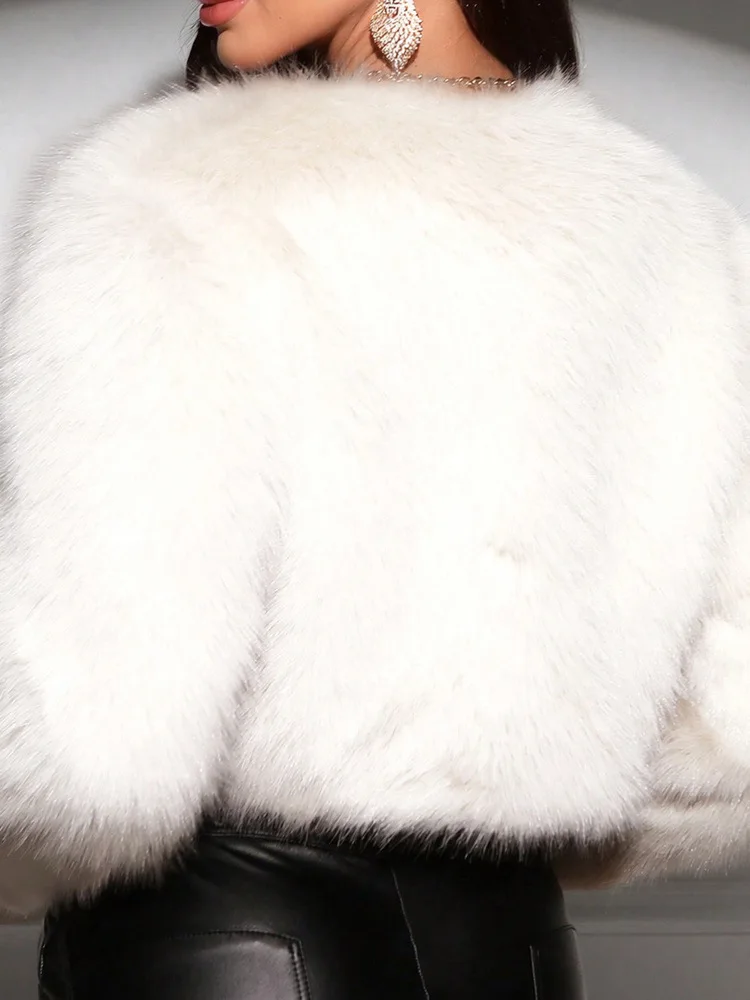 Short Coat Women Faux Fur Fox Coats Jackets Casual Coat Thick Warm Y2k Streetwear Jacket Elegant Work Outerwear Autumn Winter