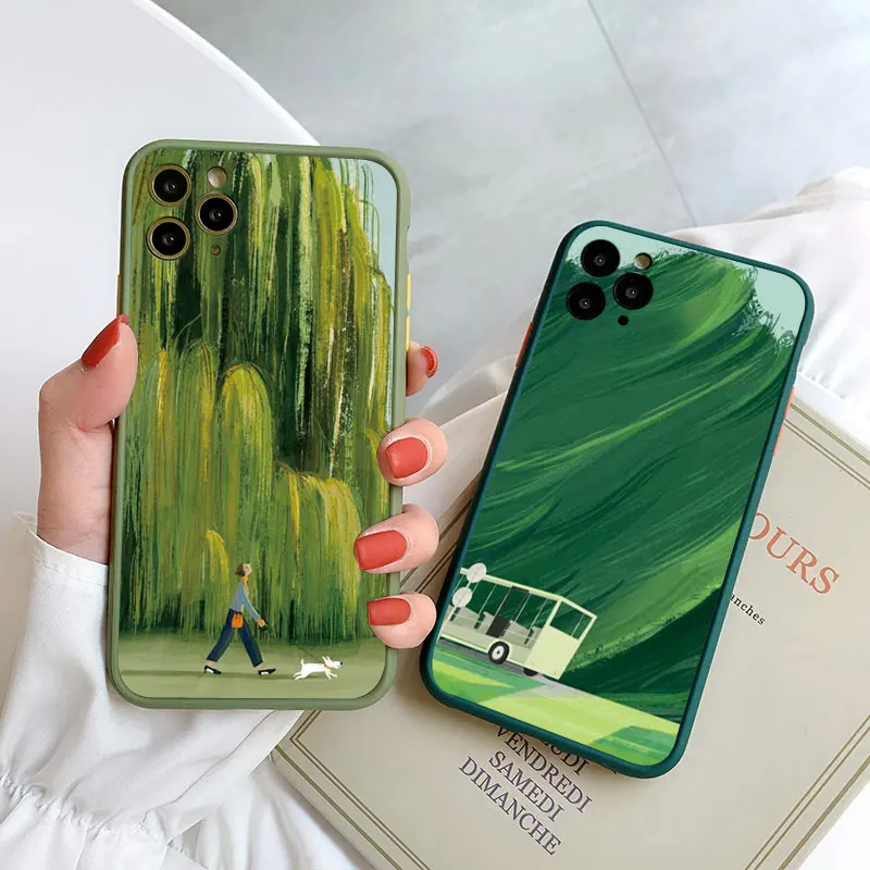 Cartoon Lawn Suburban Relaxation Phone Case for IPhone 16 15 14 11 12 13 Pro Max 7 8 14 Plus SE2 XR XS X Vintage Cute Back Cover