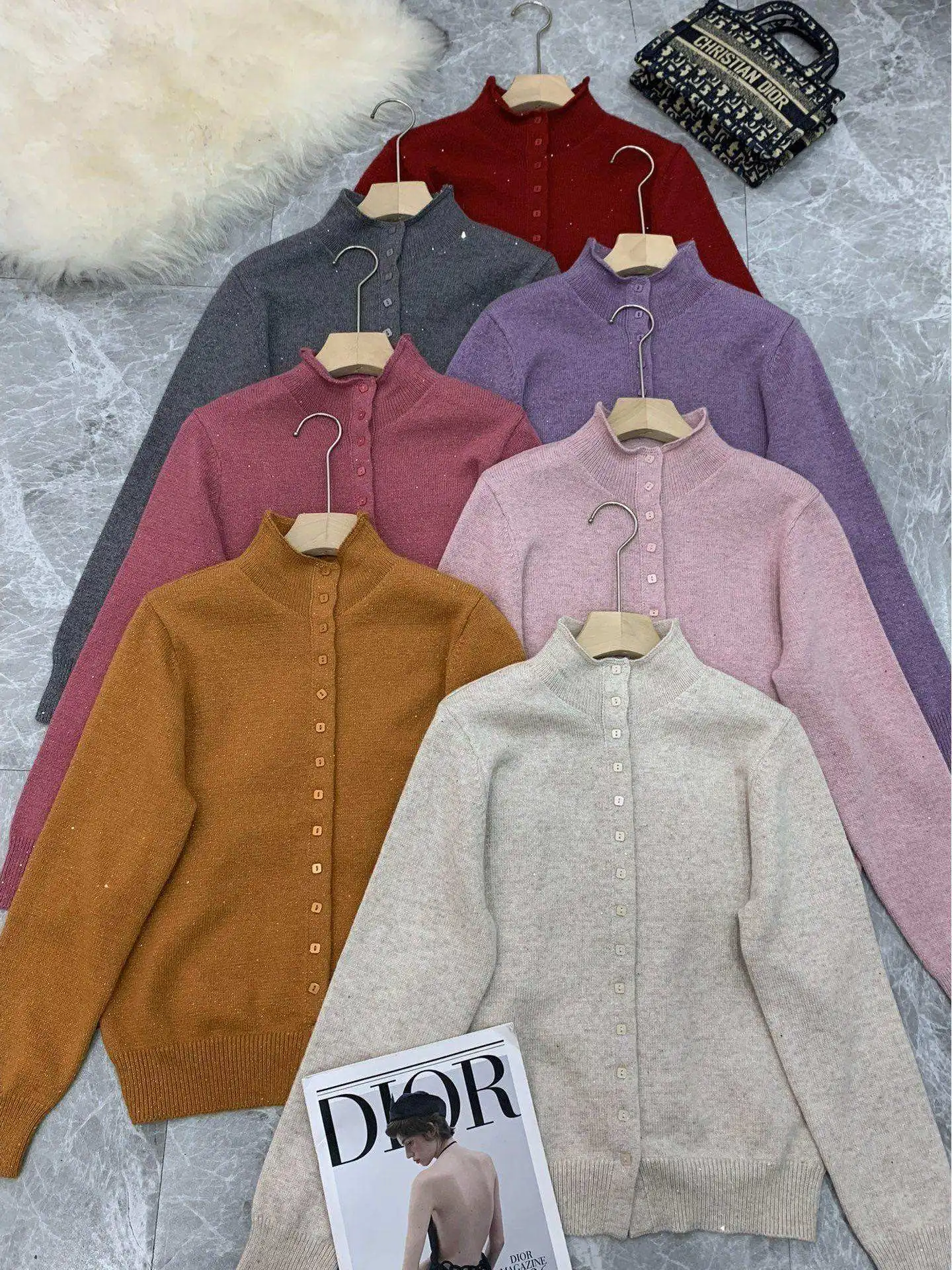 

Новинка 2023 года, мягкий бархатный вязаный открытый кардиган с высоким воротником и одной пуговицей, женский свободный свитер Lazy Sle Jaet Top