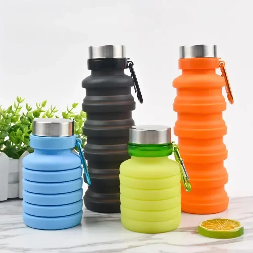 Tragbare Silikon-Wasserflasche, zusammenklappbar, Sportflaschen, Outdoor-Reisen, einfacher faltbarer