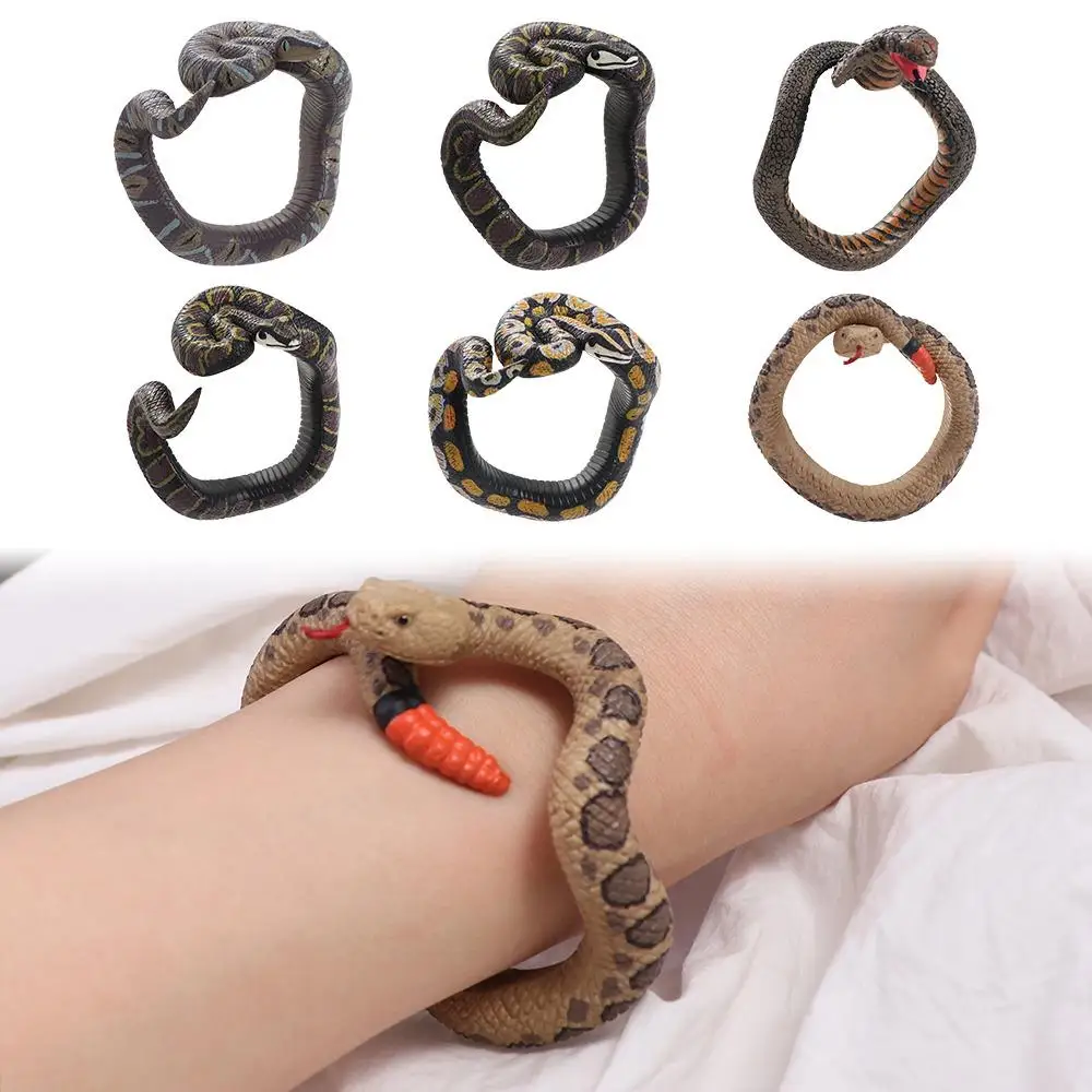 Funny Simulation Snake Bracelet Creative Prank Snake Tricky Toys Animal Model Bangles for Boys Girls Jewelry Accessories