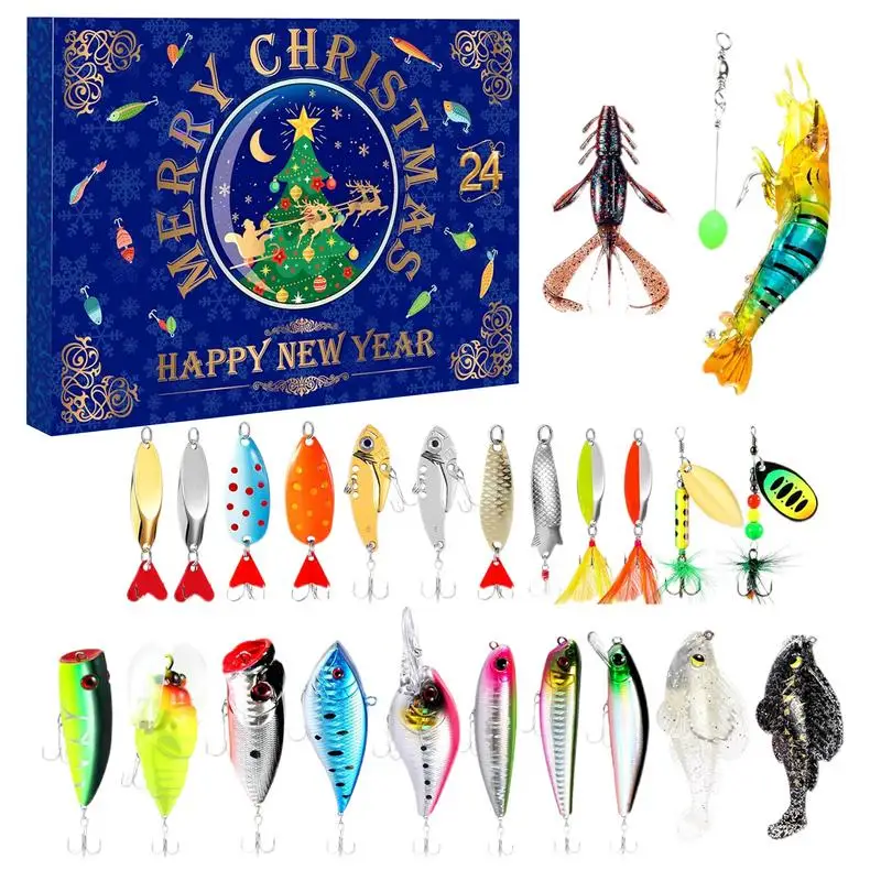 

2024 Fishing Tackle Advent Calendar 24 Days Fish Lure Christmas Countdown Calendar Fishing Lovers Fishing Gear Christmas Gift