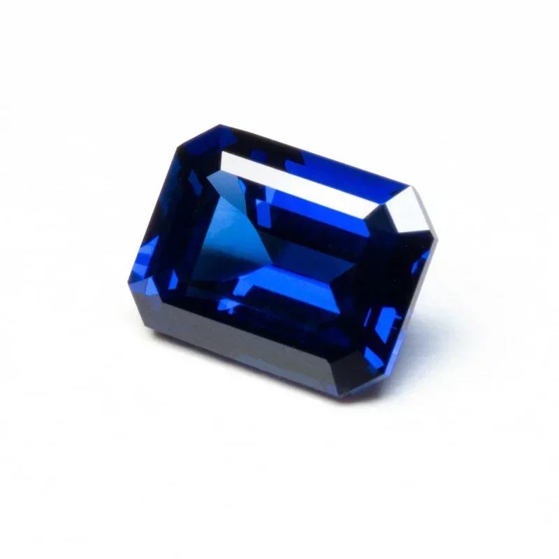 Lab Grown Sapphire Royal Blue Color Emerald Cut Gemstone Charms DIY Advanced Jewelry Making Materials Selectable AGL Certificate