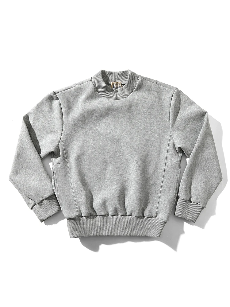 

Толстовка с круглым вырезом из хлопка, полиэстера и спандекса, 360 г, с широким воротником, из гладкого вельвета, узкого кроя, молодежная модная модель