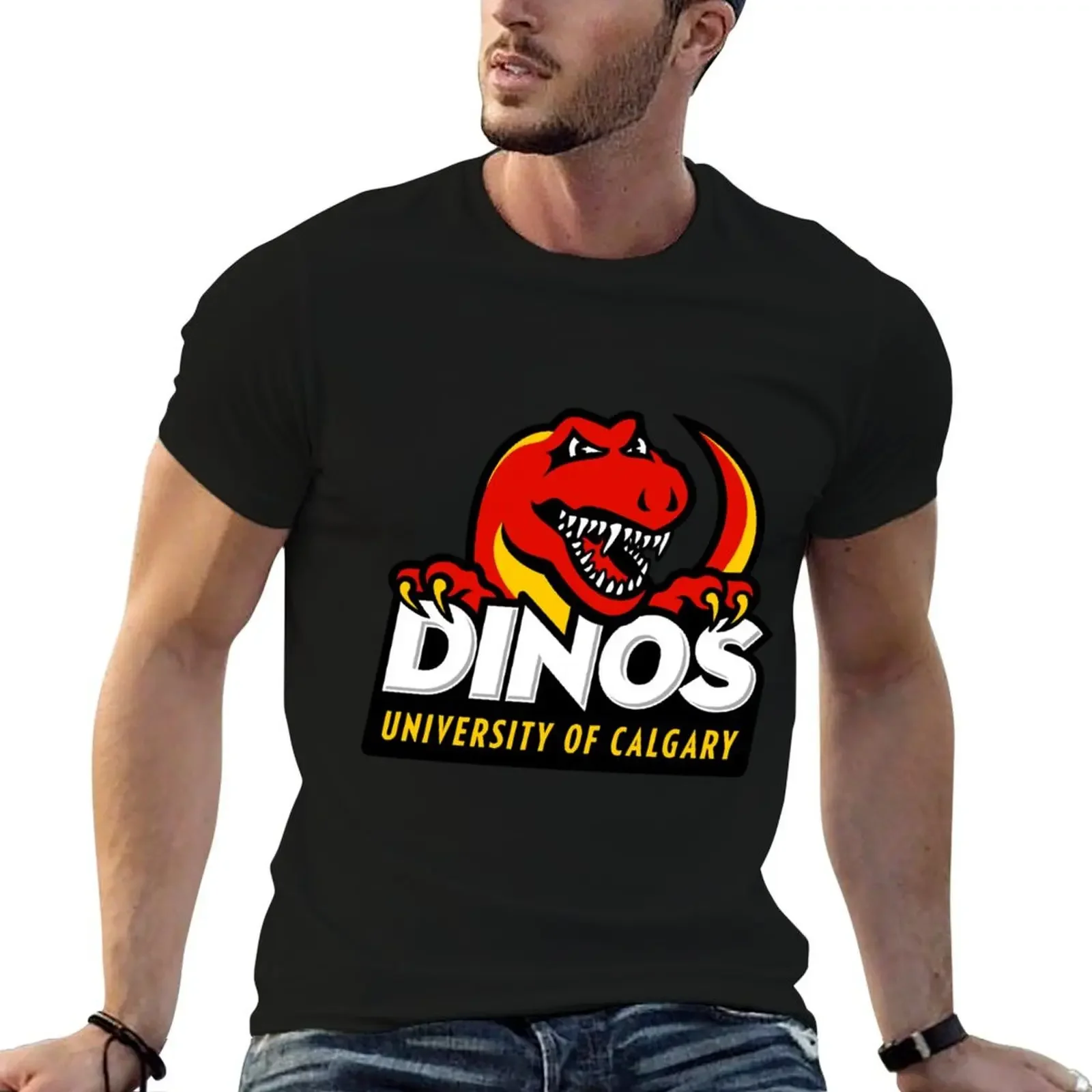 

Calgary Dinos Sticker T-Shirt cotton graphic tees quick-drying boys whites men graphic t shirts