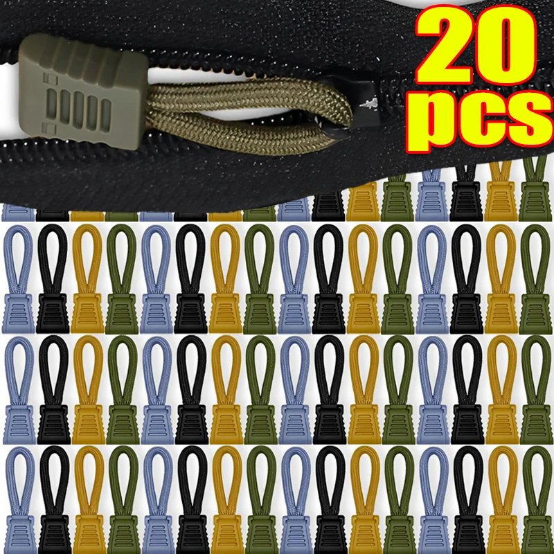 5/20pcs Replacement Clip Zipper Pull Puller End Fit Rope Tag Fixer Zip Cord Tab Buckle Travel Bag Suitcase Backpack Outdoor Tool