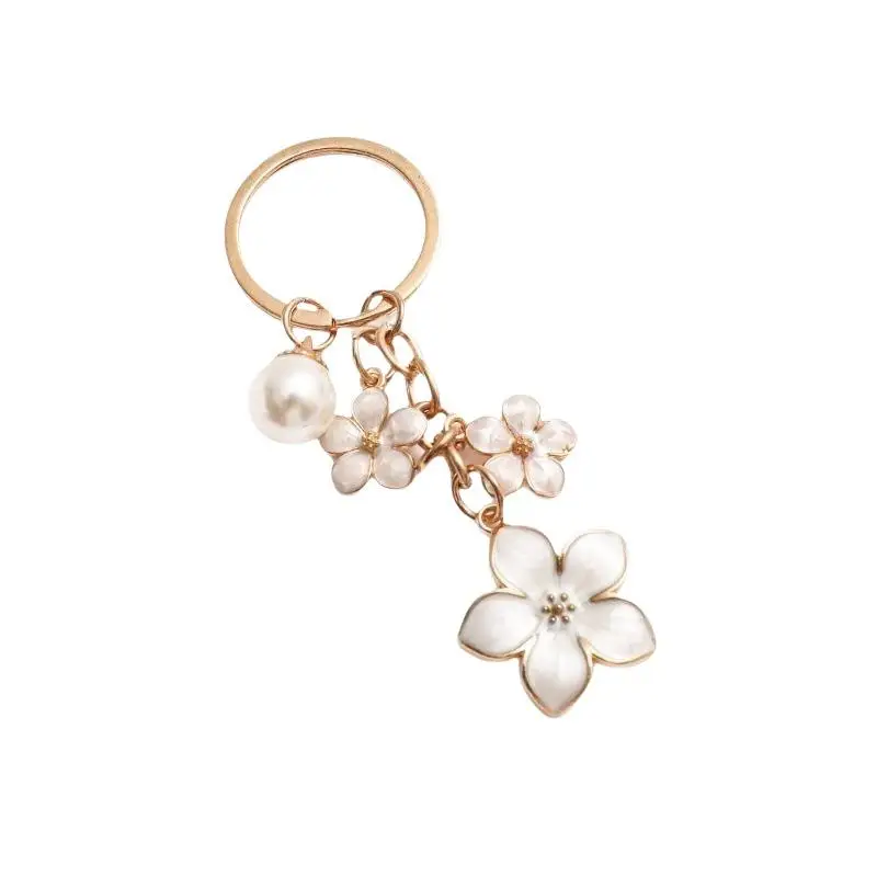 1 Stück Niedlicher Blumen-Schlüsselanhänger, Süßer Einfarbiger Drei-Kirschblüten-Anhänger, Schlüsselring für Damen-Handtaschen-Deko – Detail 11