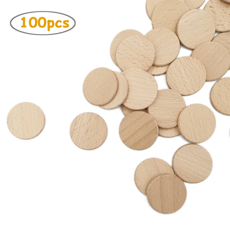 

100pcs 2.5cm Unfinished Wooden Circles Blank Round Wood Coins Slices Token Tags for Painting Writing Carving Letter DIY Craft