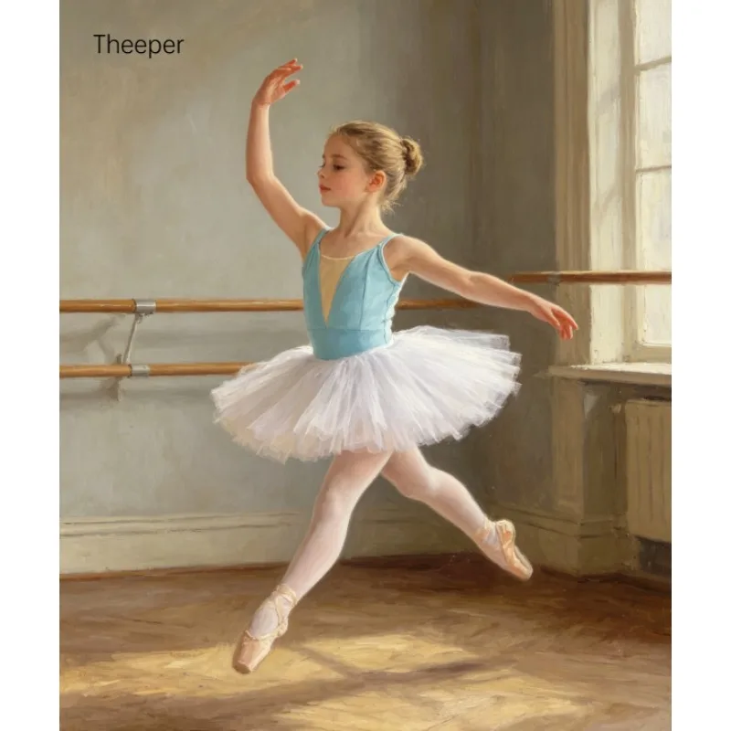 Theeper Strap Ballet Leotard & Tulle Tutu Skirt Summer Soft Elastic Fabric Stage Performance Suit Lightweight Stylish Dance Wear