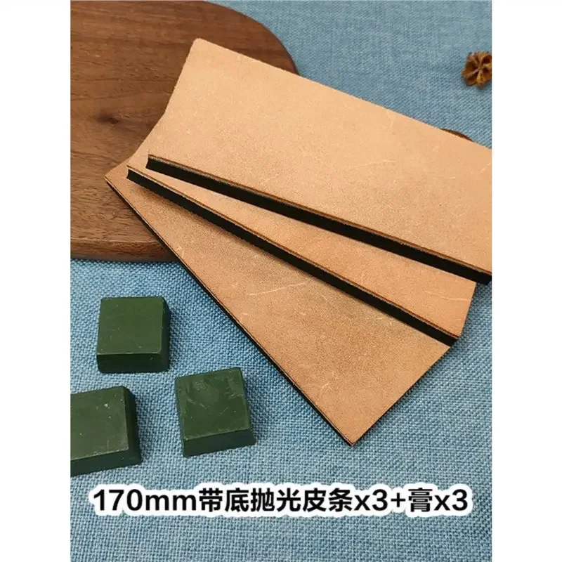 Leather Article Polishing Fixed Angle Sharpener Tool Leather Set Honing Strop Cutter Cowhide Polish Belt Grinding Sharpening Wax