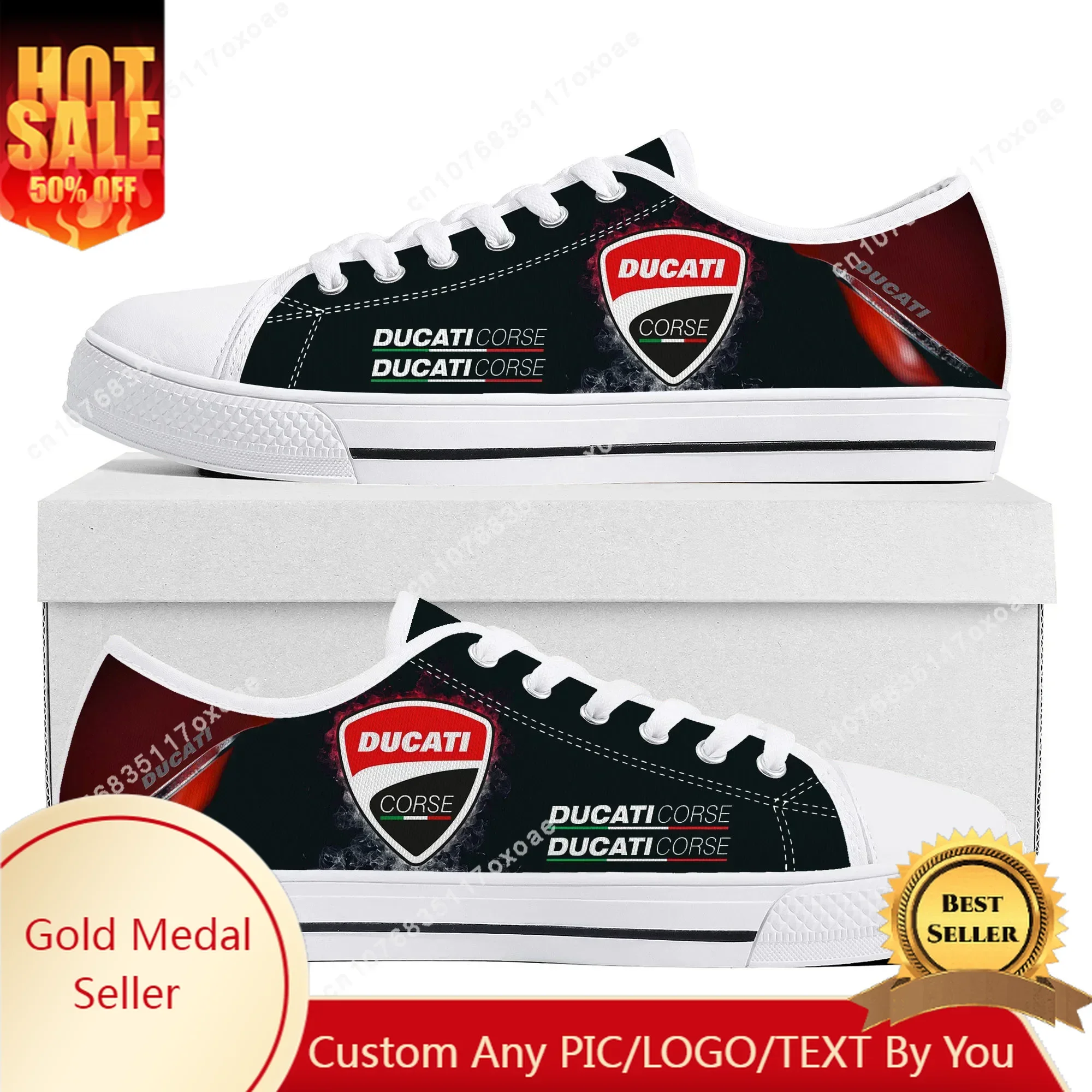 

Ducatis Italy shoes Low Top Sneakers Mens Womens Teenager High Quality Canvas Sneaker couple Casual Shoes Custom Made DIY Shoe