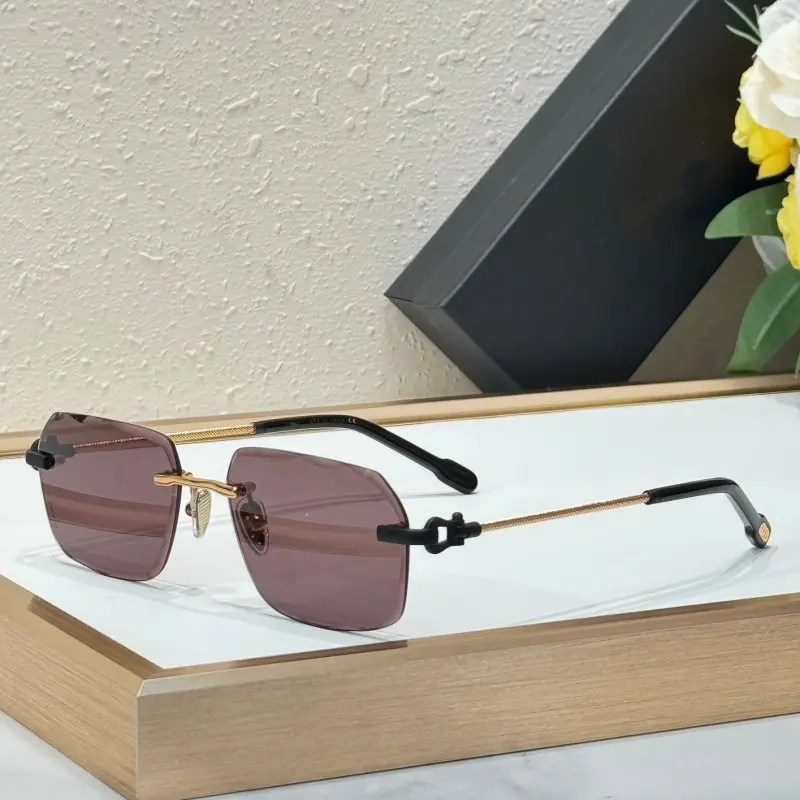 High Quality Wholesale Sunglasses Model 75120U Rimless Frame Alloy Temple UV400 Designer Eyewear with Box