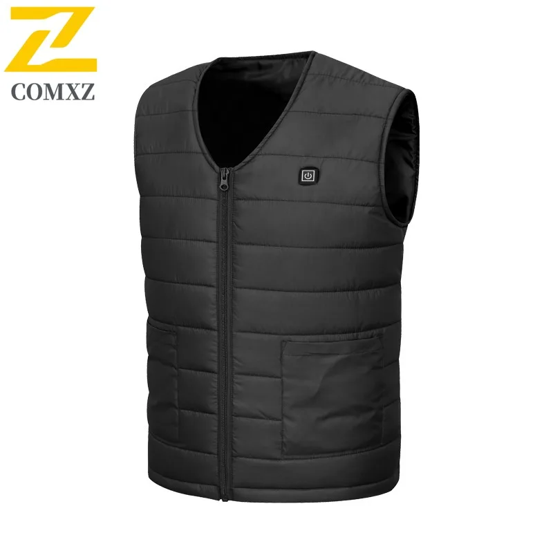

EIAO Men's USB Heated Vest Slim V-Neck Smart Warming Jacket Water-Resistant Windproof for Fit Outdoor Office Work Rechargeable