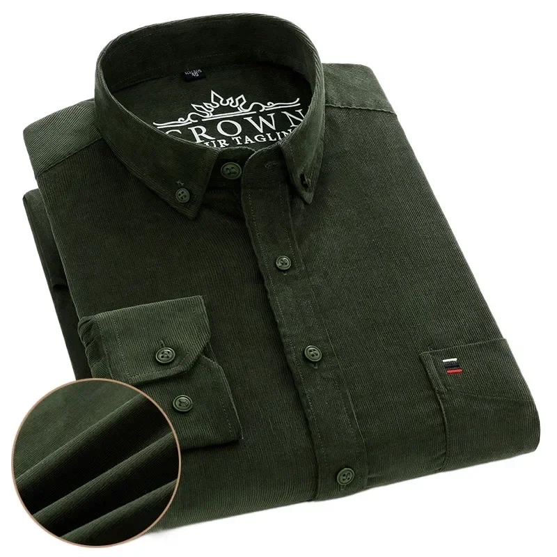

Plus Size 7XL 6XL Corduroy Shirt for Men Autumn Winter Casual Vintage 100% Cotton Black Navy Button Down Oversized Brazil Blouse