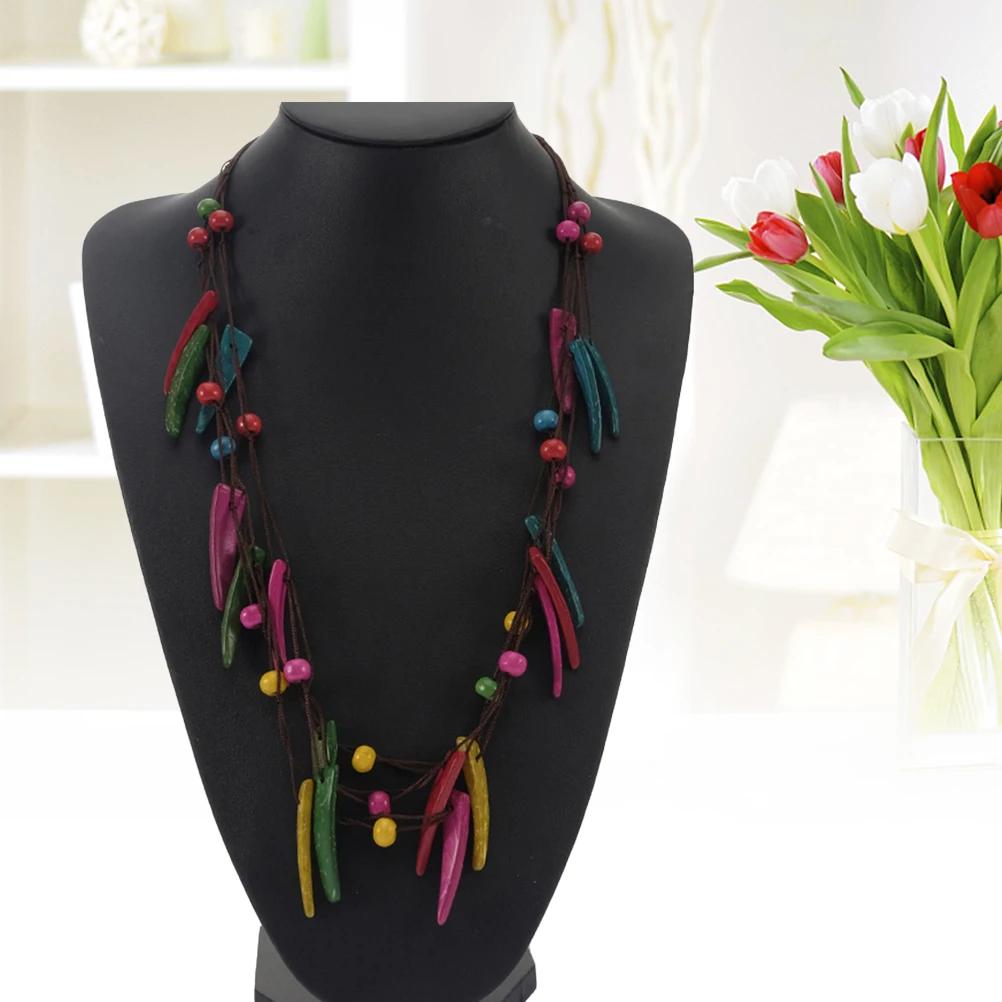 Collar de cáscara de coco tejido colorido, cuentas de madera, accesorio de moda de estilo bohemio, Idea de regalo, pulsera hecha en H