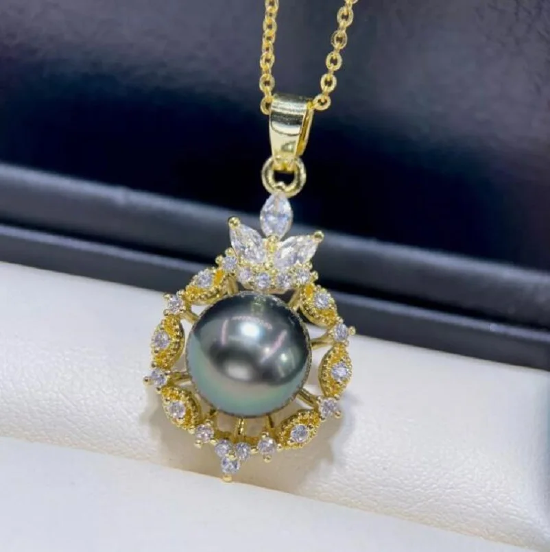 Gorgeous AAA++++ 9-10mm Tahiti Seawater Pearl Pendant in 18KP Gold Package 18IN