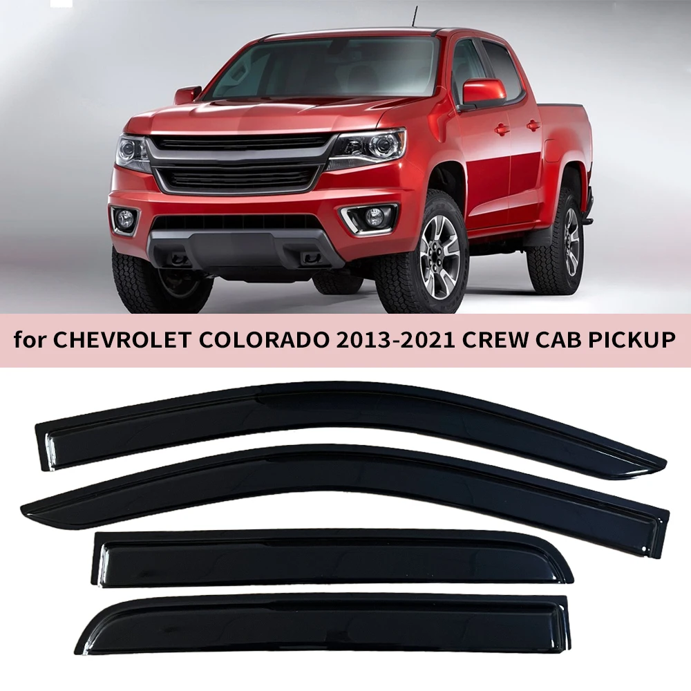 Window Visor for Chevrolet Colorado CREW CAB 2013 2014 2015 2016 2017 2018 2019 2020 2021 Wind Deflectors Rain Guards Door Visor