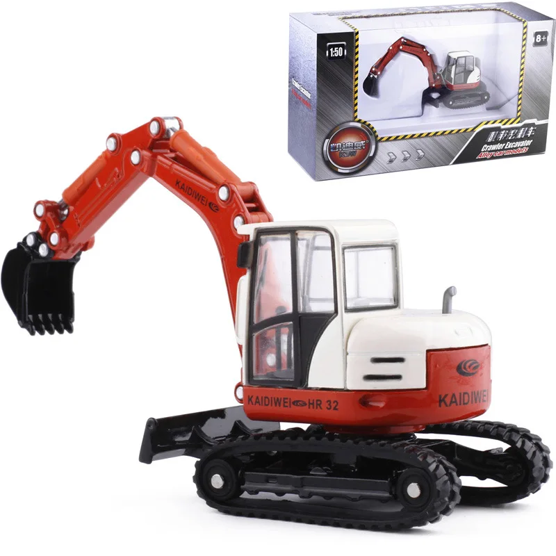 KDW 1:50 Excavator Truck Fire Engine Ladder Krupp DL52 Container Loader Crane Stacker Diecast Car Metal Vehicle Model Toy