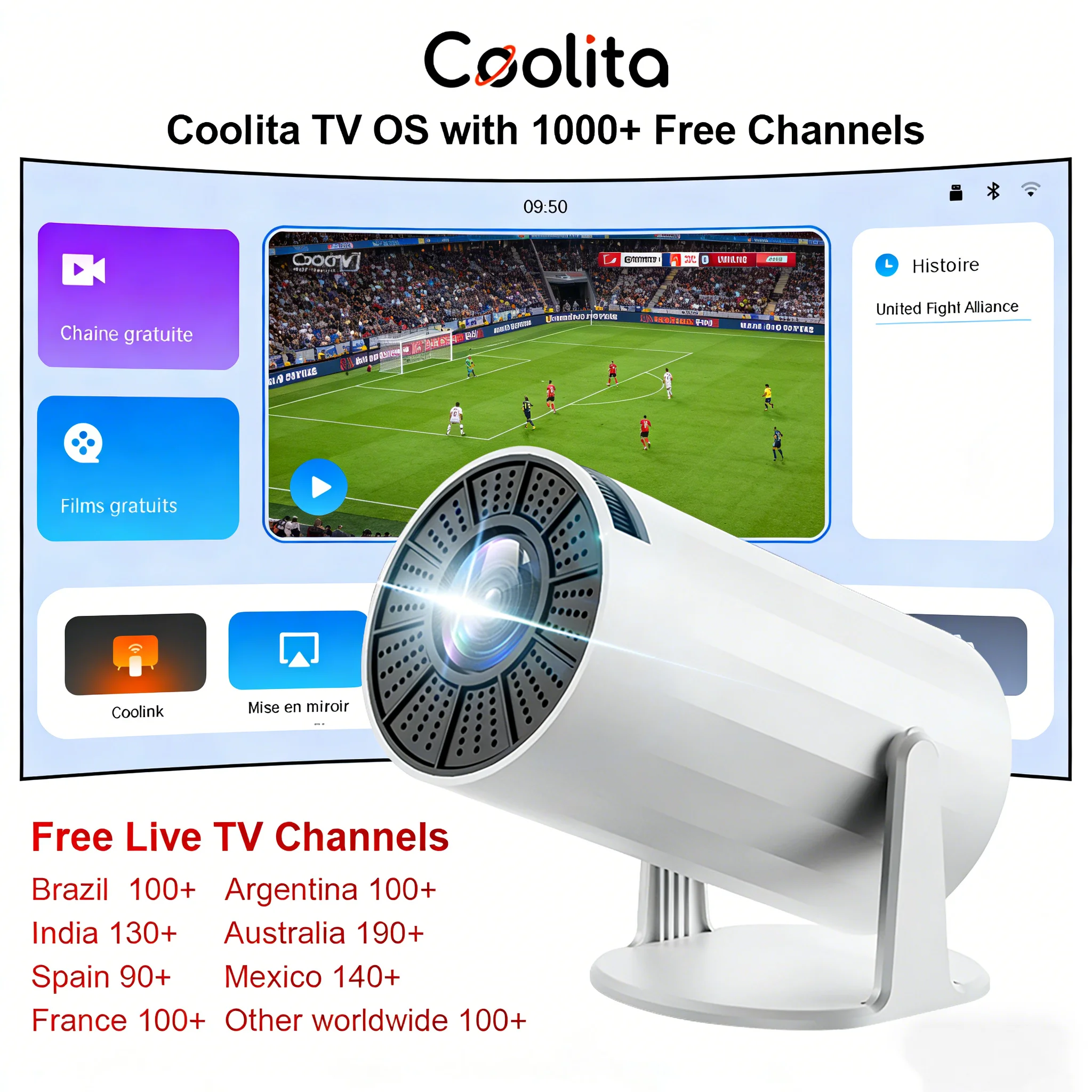 

Проектор Salange X8Mini с поддержкой 720P и 4K, Android, бесплатными телеканалами на всю жизнь, WiFi6, BT5, Coolita OS, домашний кинотеатр
