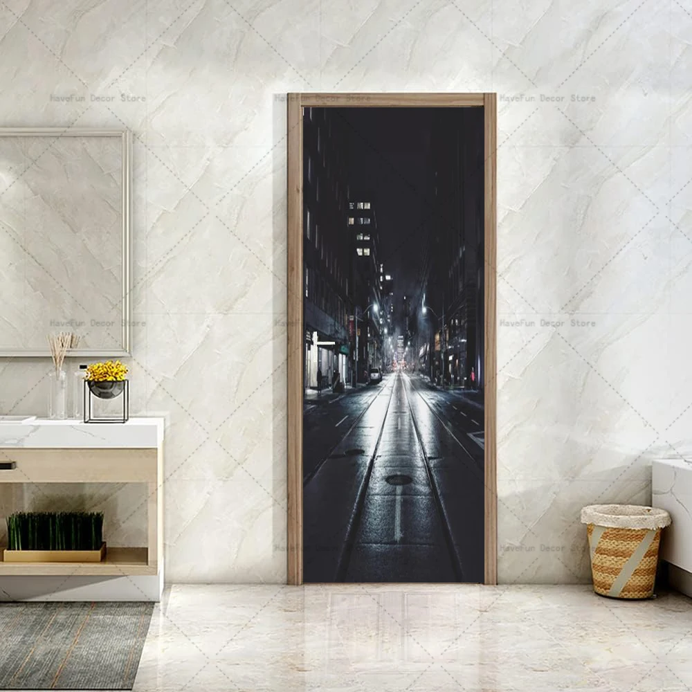 Nuovi adesivi per porte in pellicola opaca vinile 3D impermeabile autoadesivo fai da te Poster Wrap appartamento porta dell\'ascensore adesivi per