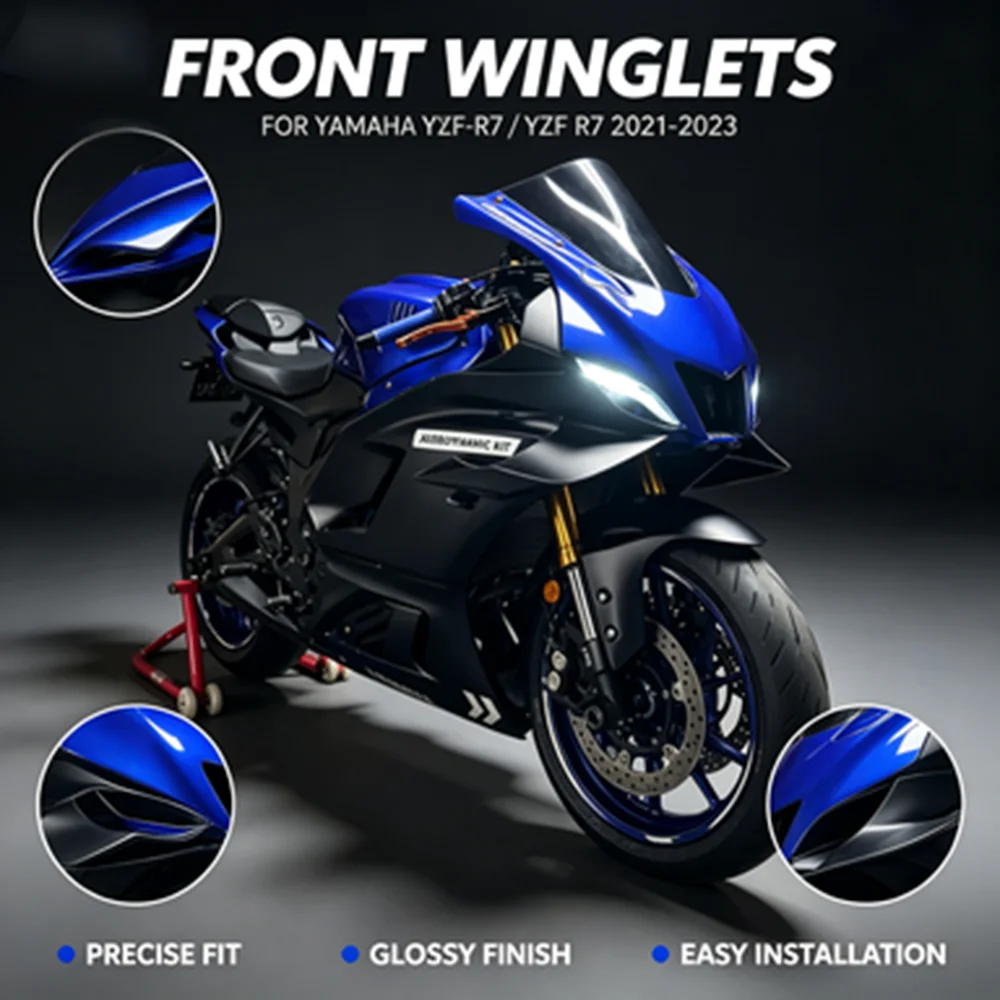 Motorrad-Fixier-Windflügel für Yamaha YZF-R7 YZF R7 R 7 2021 2022 2023 Aerodynamische Winglets Carbon-Lack Verkleidungszubehör