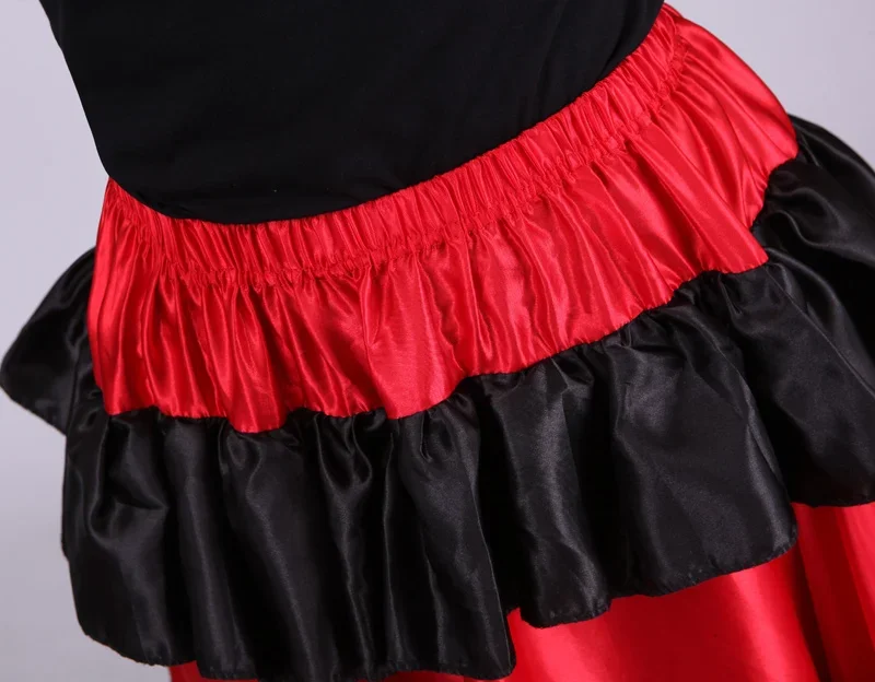 Women's Long Flamenco Skirts Women Red Spanish Clothes Bullfight Festival Gypsy Skirt Performance Stage Ballroom Dance Costumes