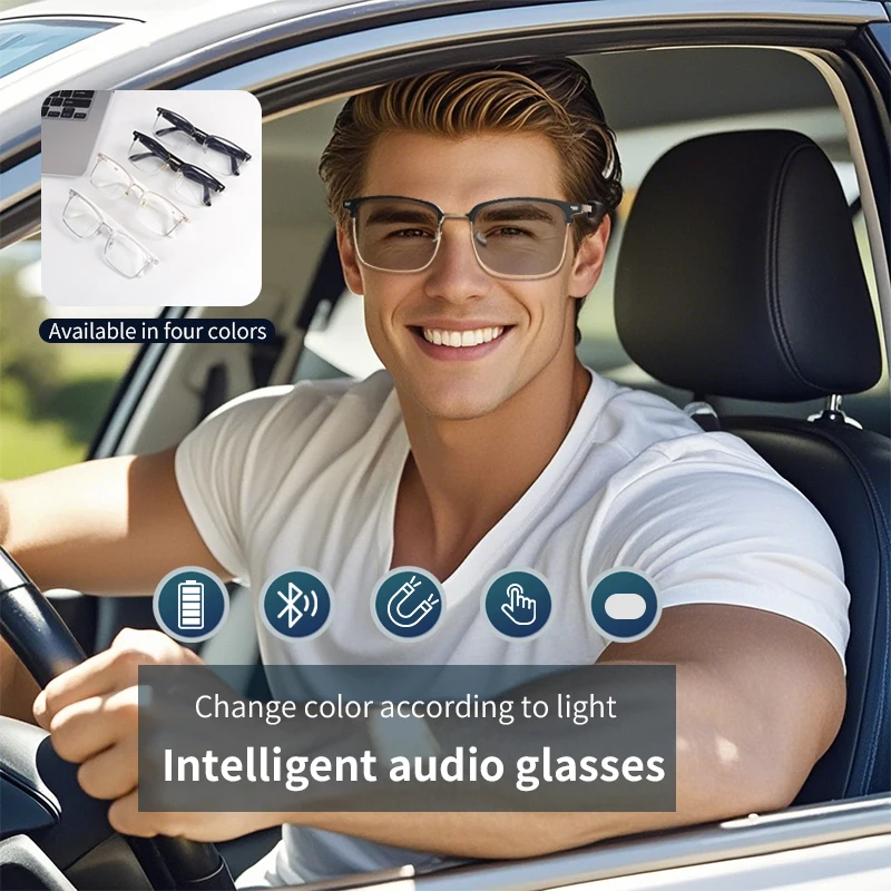 Meagtlva Smart Glasses,Color-Changing Lens with Bluetooth Glasses,Athletic/Outdoor UV Protection and Voice Control,Unisex