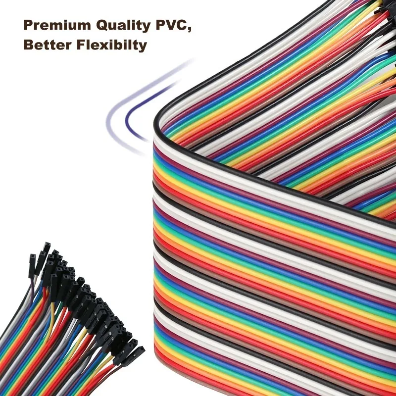 40Pin Dupont Cable Ribbon Jumper Wire Kit 16.5cm 17.5cm Male Female 24AWG Copper Line Set for DIY Arduino Breadboard PCB view 2